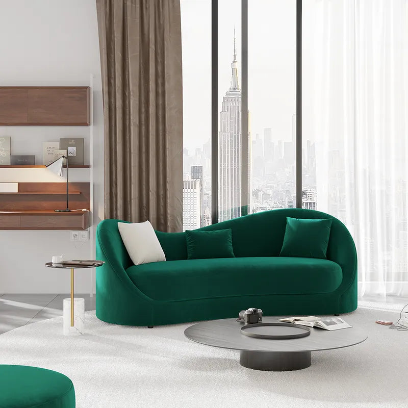 Porsche Modern 3-Seater Sofa in Green Velvet Upholstery for a Luxurious Feel