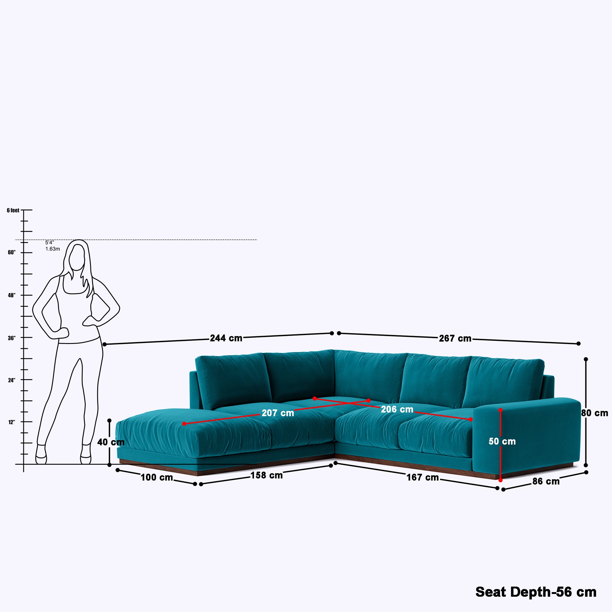 Epic Modern Teal L Shaped Corner Sofa