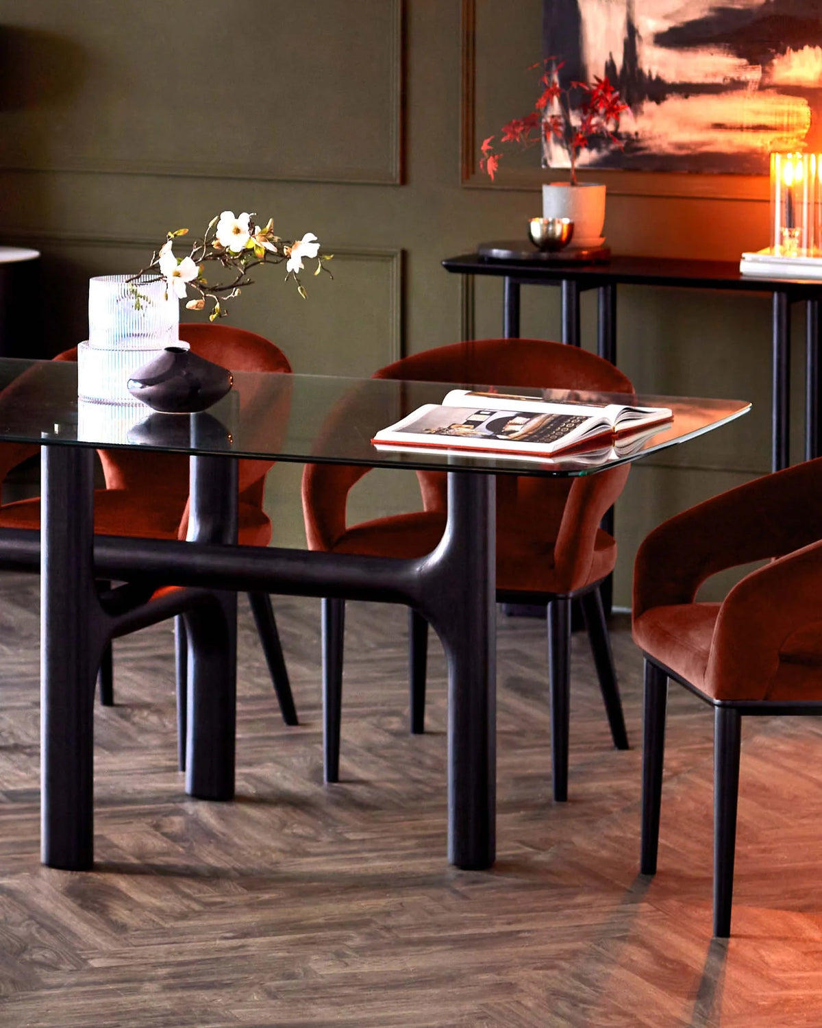 Buggati Modern Minimalist Glass Top Dining Set