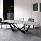 Celestial Modern Luxury 8 Seater Dining Table Rectangle With Marble Top