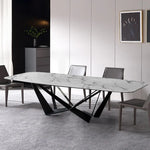 Celestial Modern Luxury 8 Seater Dining Table Rectangle With Marble Top