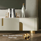 Urbana Modern TV Stand With Marble Top 4 Doors with Storage
