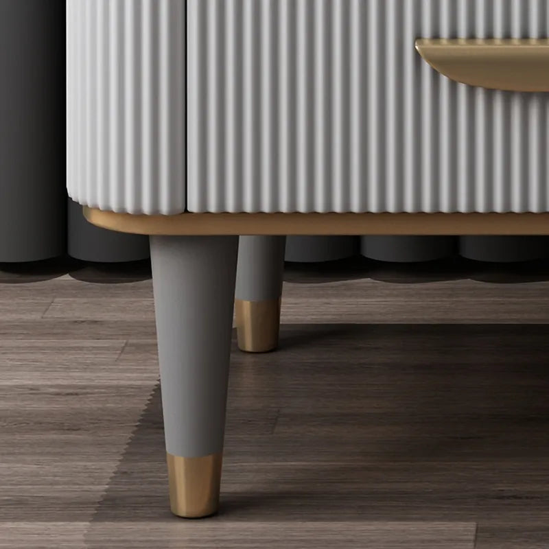 Embre Modern White Bed Side Table With Marble Top