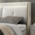 Top-Notch Luxury Off White Upholstered Leatherette Bed With Storage