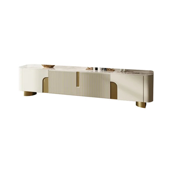 Urbana Modern TV Stand With Marble Top 4 Doors with Storage