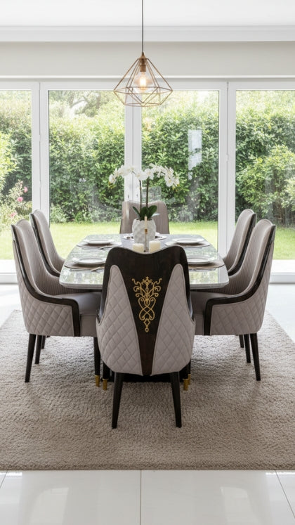 Aakar Modern Metal Round 4 Seater Dining Set