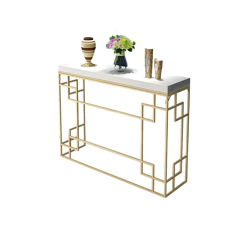 Cooper Modern Console Table for Entryways with White Rectangular Top and Gold Metal Base