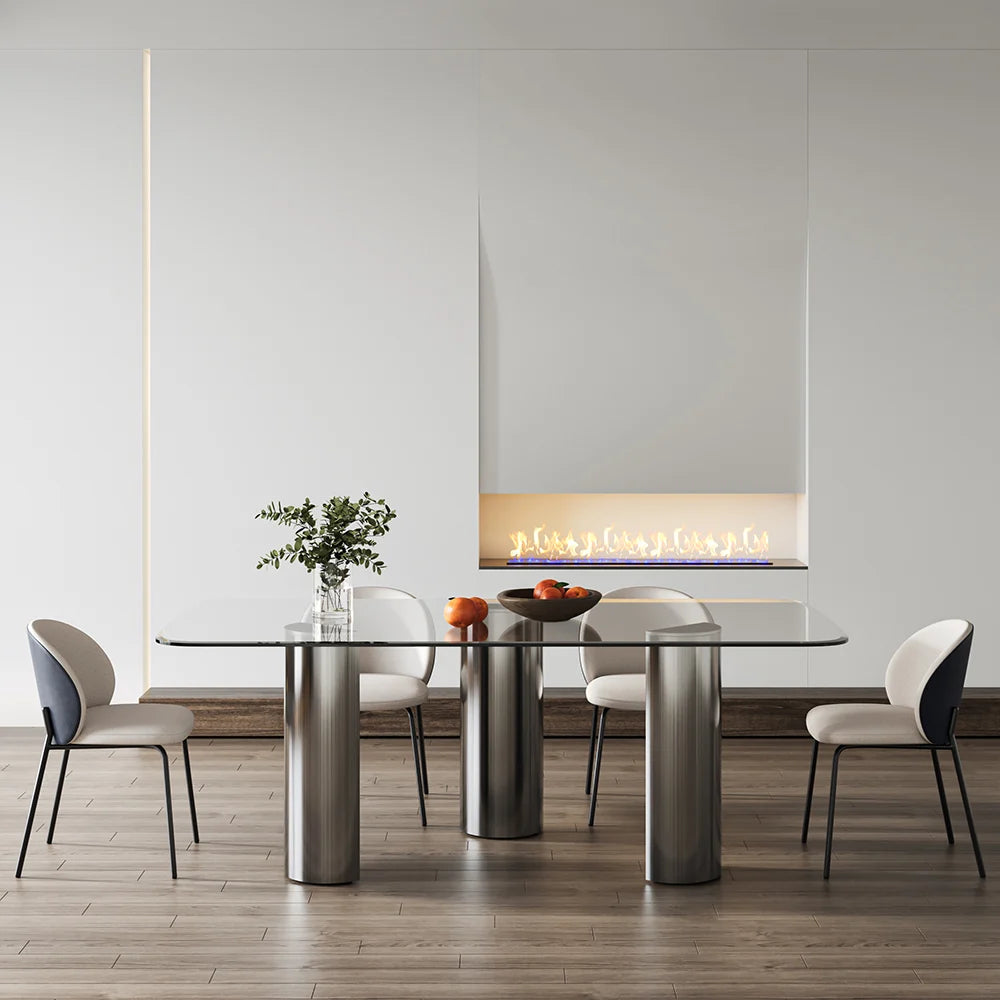Gossy Modern Glass Top Dining Set