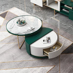 Sanco Modern Round Centre Table with Storage Rotatable Drawers