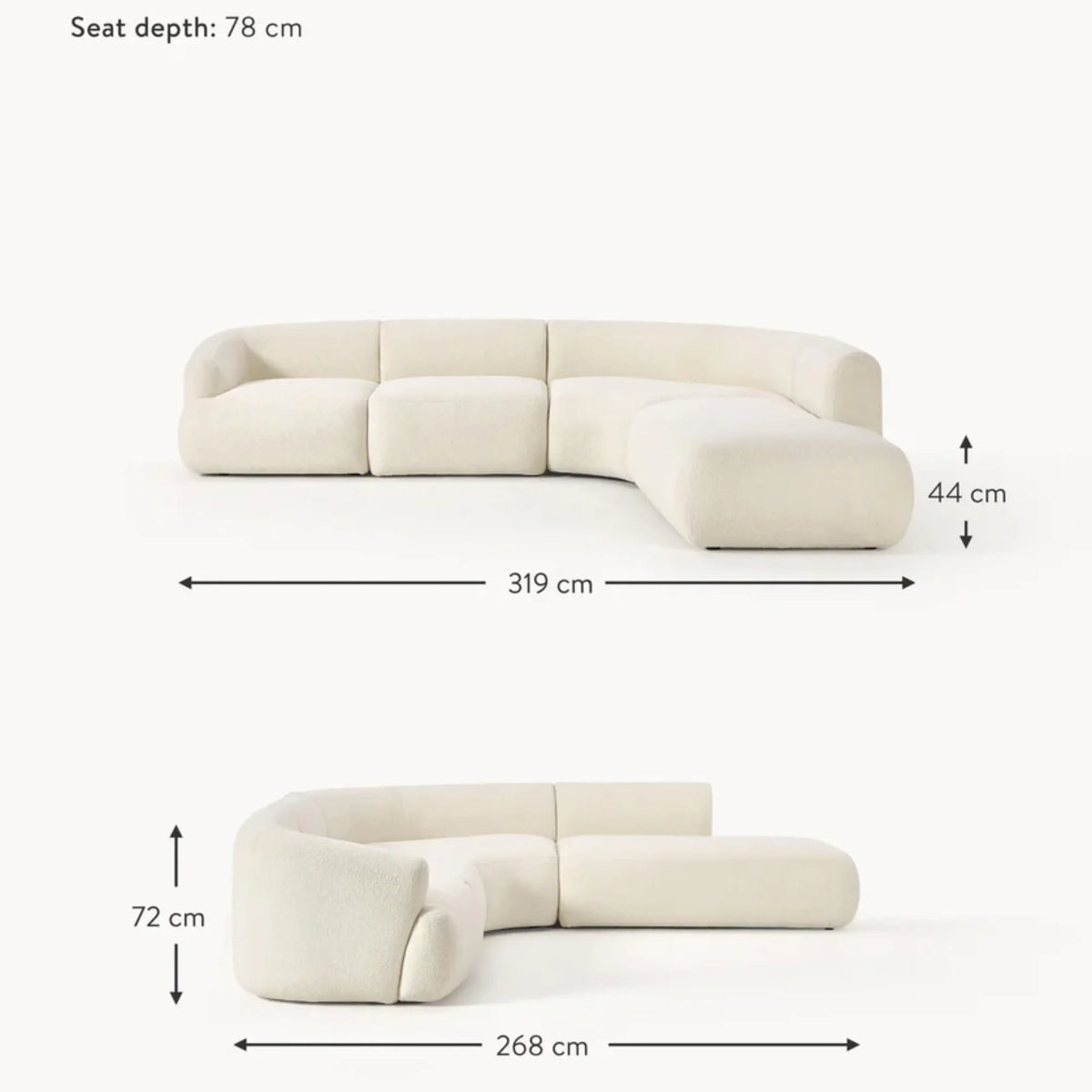 Wheaty Modern Luxury Boucle Sectional Sofa