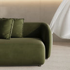 Greenia Modern 4 Seater - Curved Shaped Velvet Upholstered Sofa With Table