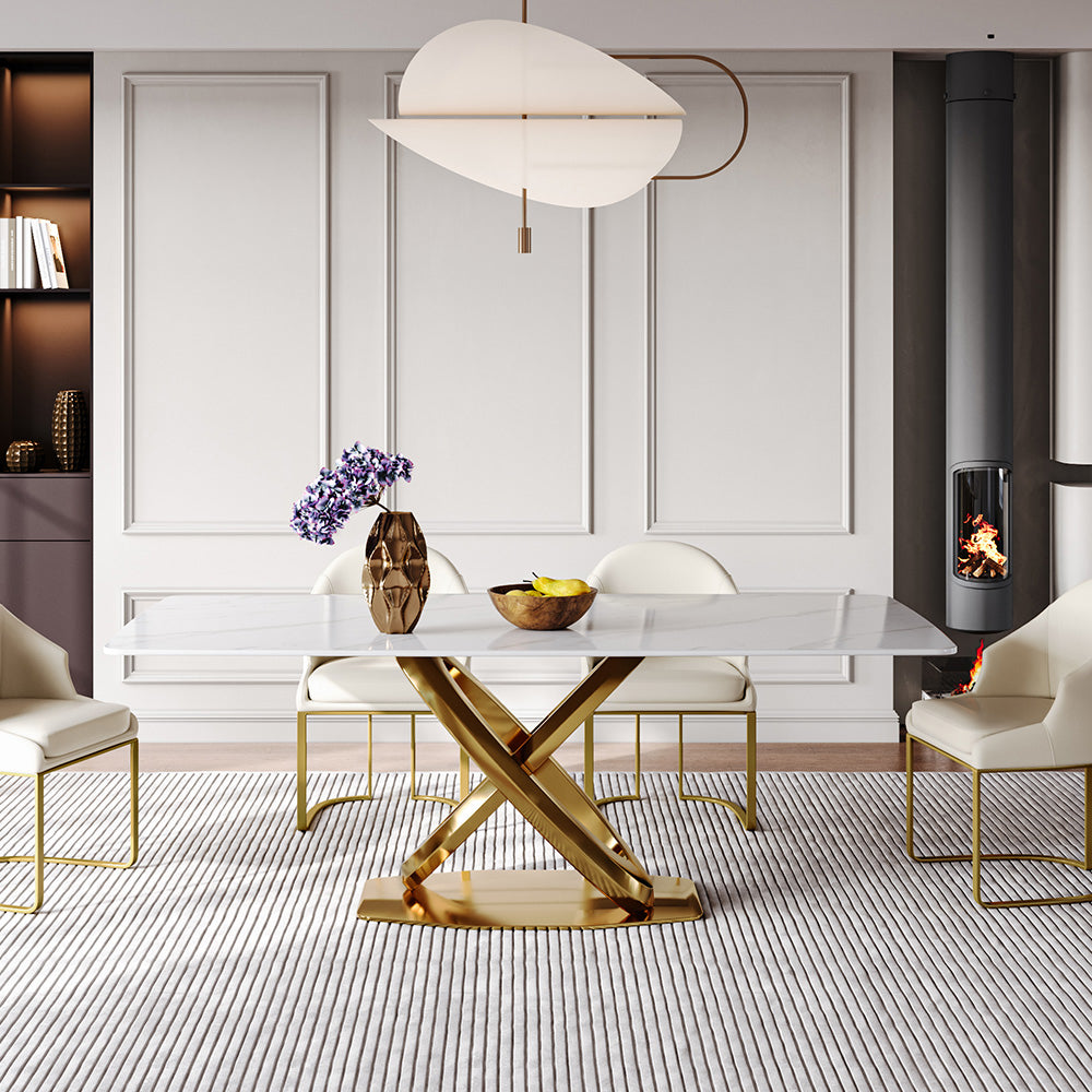 Crish Luxurious Modern Dining Set With Marble Top