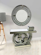 Nasa Luxury Gold and Diamond Mirrored Surface Console