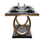 Orion Modern Luxury Dining Table featuring Natural Marble Top and Metal Frame Part Payment