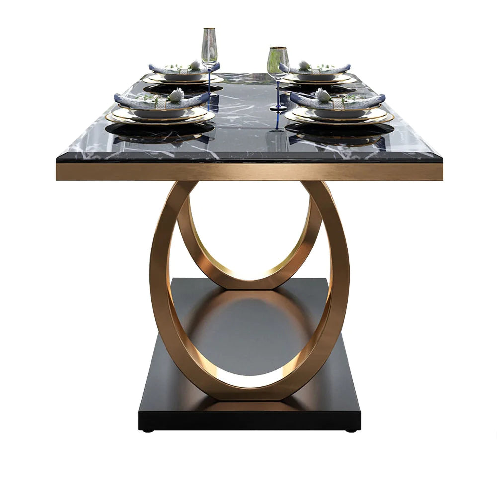 Orion Modern Luxury Dining Table featuring Natural Marble Top and Metal Frame Part Payment