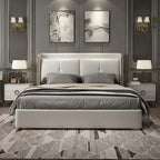Top-Notch Luxury Off White Upholstered Leatherette Bed With Storage
