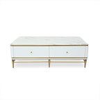 Onyx Luxury White Rectangle Coffee Table With Marble Top