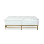 Onyx Luxury White Rectangle Coffee Table With Marble Top
