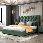 Urbanic Modern Green & Gold Velvet Bed