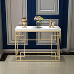 Cooper Modern Console Table for Entryways with White Rectangular Top and Gold Metal Base