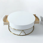 Nestle Modern Round Centre Table with Storage Rotatable Drawers
