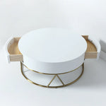 Nestle Modern Round Centre Table with Storage Rotatable Drawers