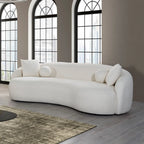 Amber Modern Large Full Italian Boucle Ivory 3 Seater Sofa