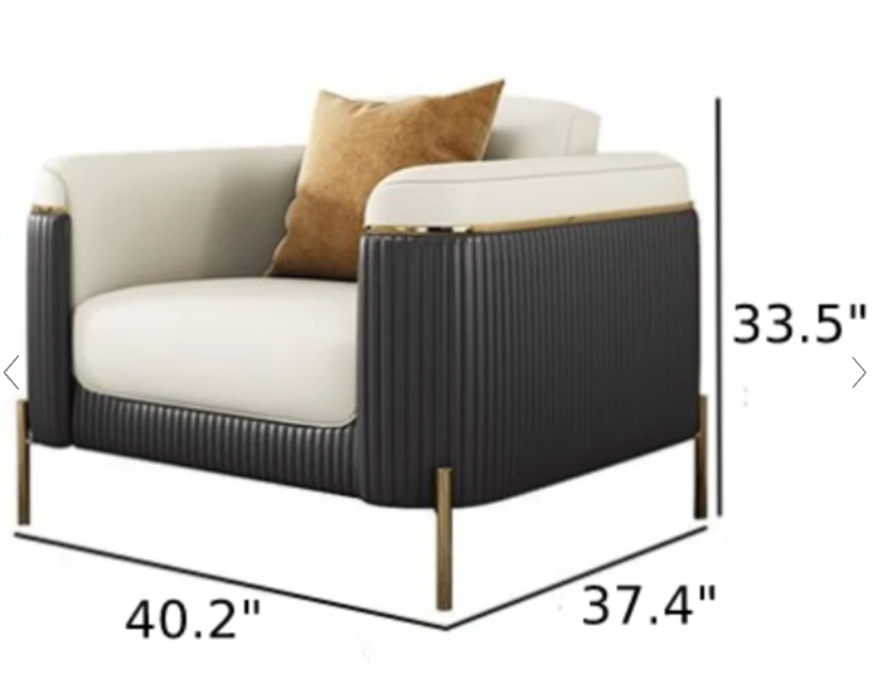 Jumbo Luxury Faux Leather Sofa with 4 Legs Stainless Steel Frame in Gold Finish