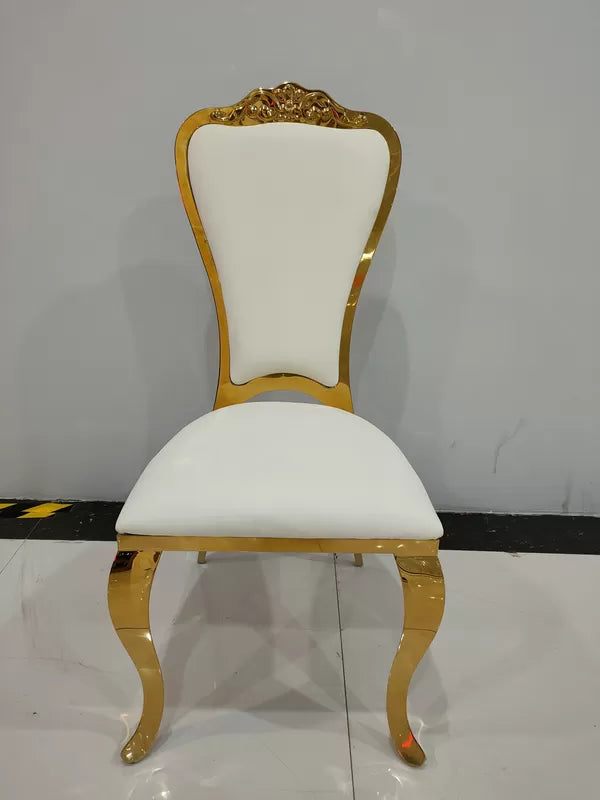 Zora Luxurious Gold Stainless Steel Dining Table with Marble Countertop