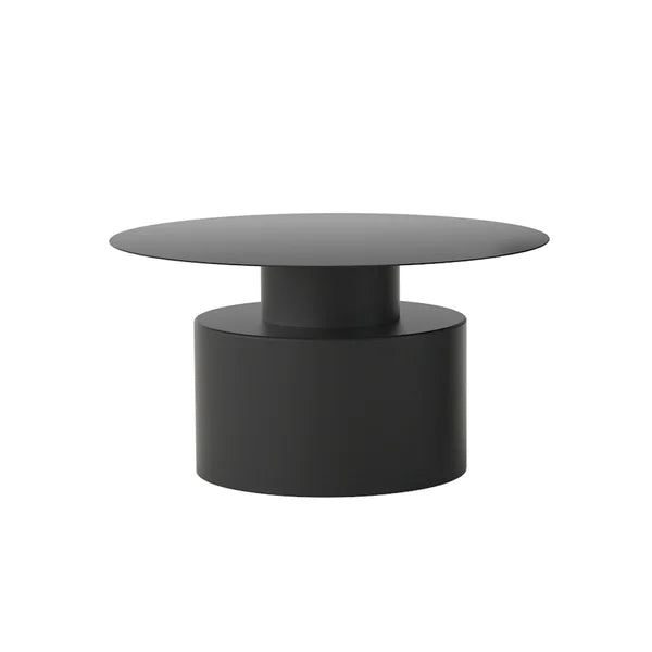 Helly Black Round Center Table Metal Accent Table Set of 2