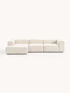The Elara Corner Sofa — Four-Seater, Beige Linen-Blend Upholstery