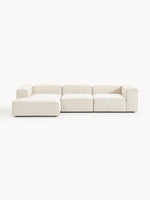 The Elara Corner Sofa — Four-Seater, Beige Linen-Blend Upholstery