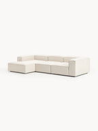 The Elara Corner Sofa — Four-Seater, Beige Linen-Blend Upholstery