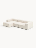The Elara Corner Sofa — Four-Seater, Beige Linen-Blend Upholstery