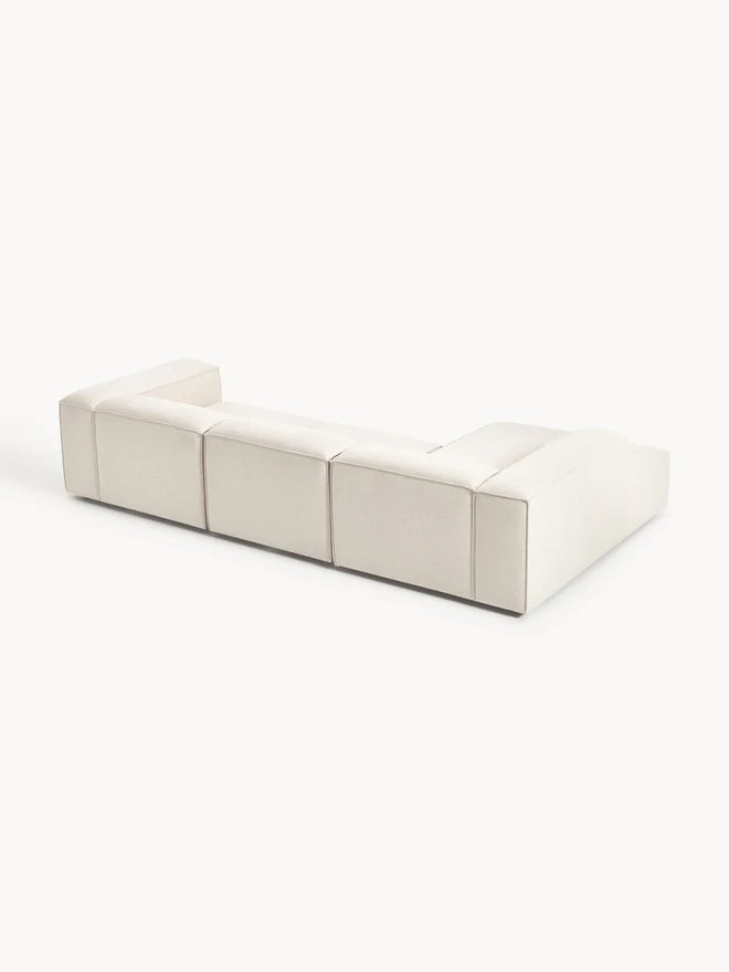 The Elara Corner Sofa — Four-Seater, Beige Linen-Blend Upholstery
