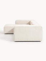 The Elara Corner Sofa — Four-Seater, Beige Linen-Blend Upholstery