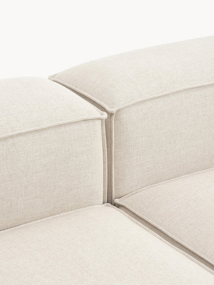 The Elara Corner Sofa — Four-Seater, Beige Linen-Blend Upholstery