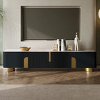 Urbana Modern TV Stand With Marble Top 4 Doors with Storage