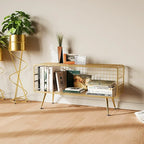 Mesha Modern Metal Mesh Bookshelf In Gold