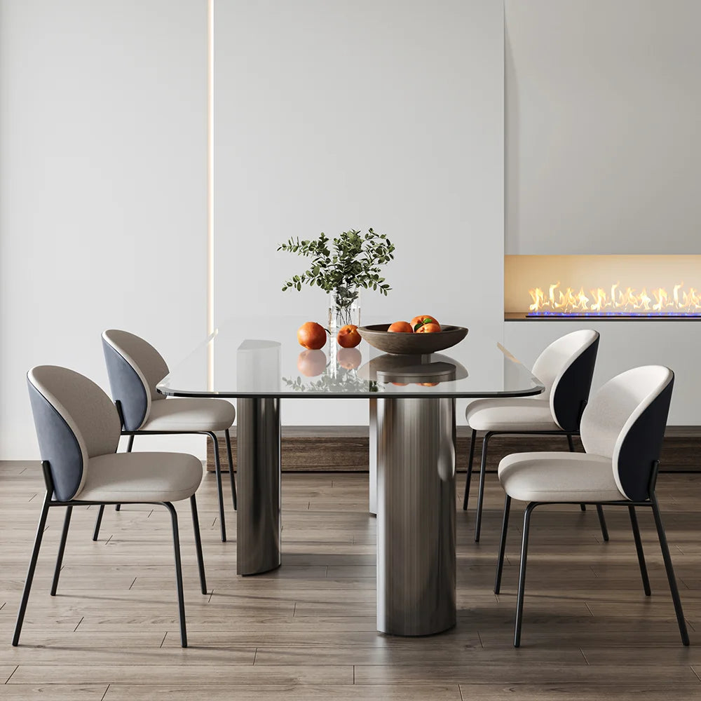Gossy Modern Glass Top Dining Set