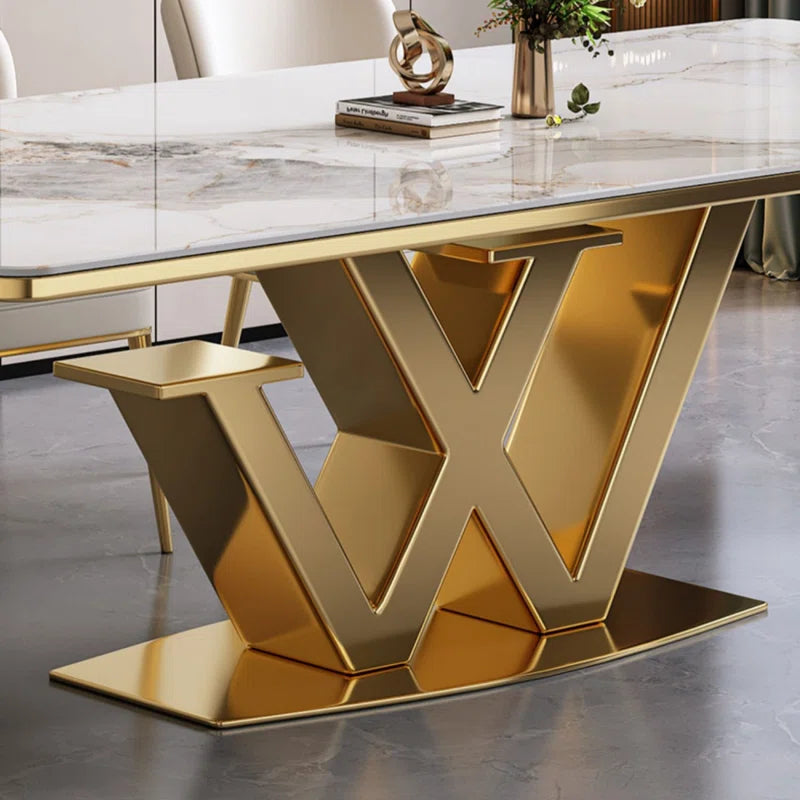 Pedestal Metal Luxury Modern Dining Set