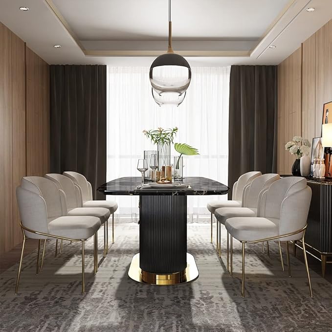 Baloma Modern Luxury Black Dining Set With Cabinet
