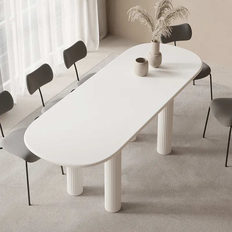 Ryma Modern Oval White 8 Seater Dining Table