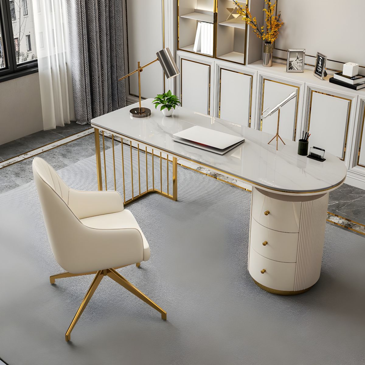 Koski Modern Luxury Study Table With Drawers