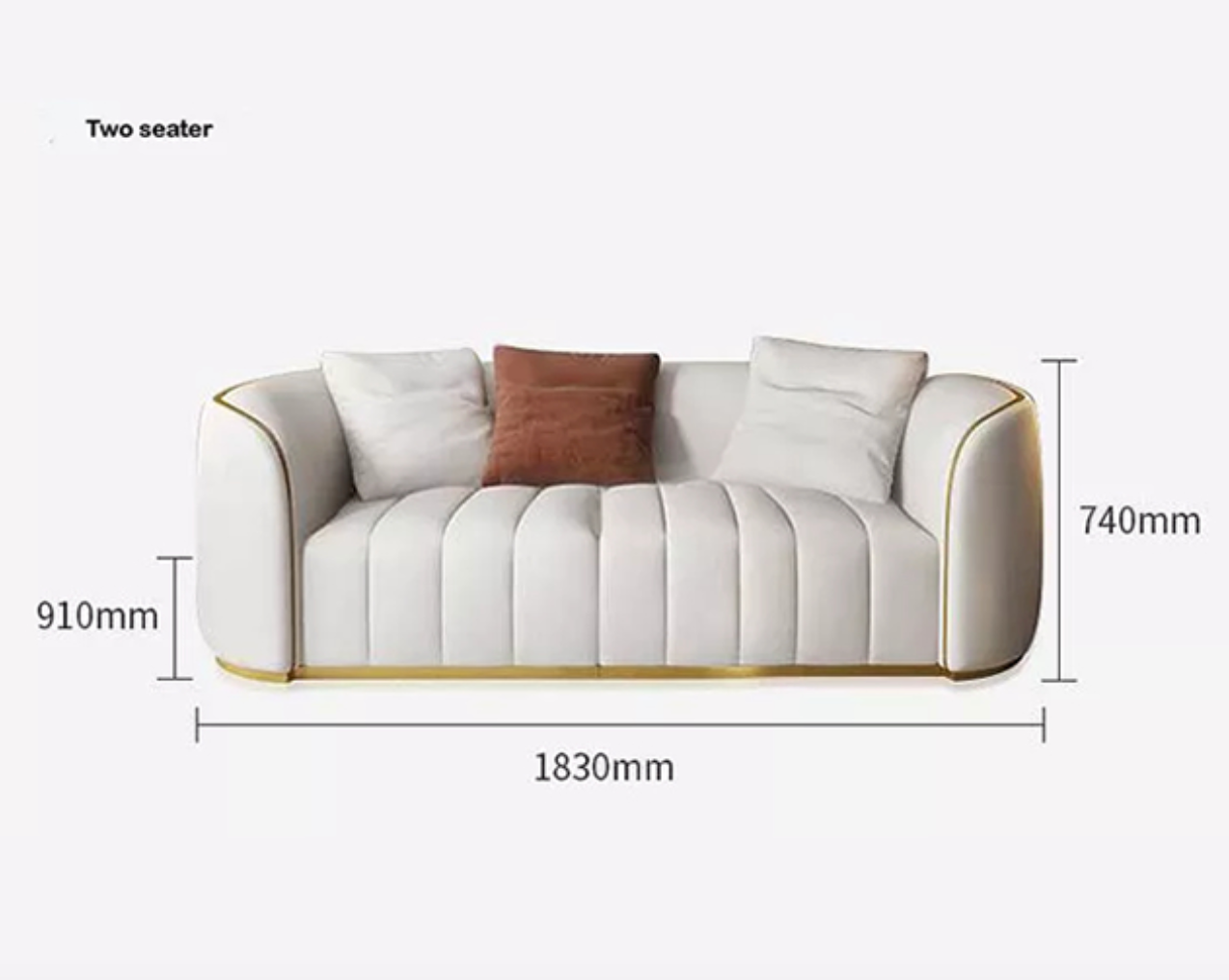 Boss Modern Faux Leather Upholstered 3-Seater Sofa with Gold Legs