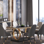 Zorian Modern Luxury Dining Table Set featuring Natural Marble Top and Metal Frame