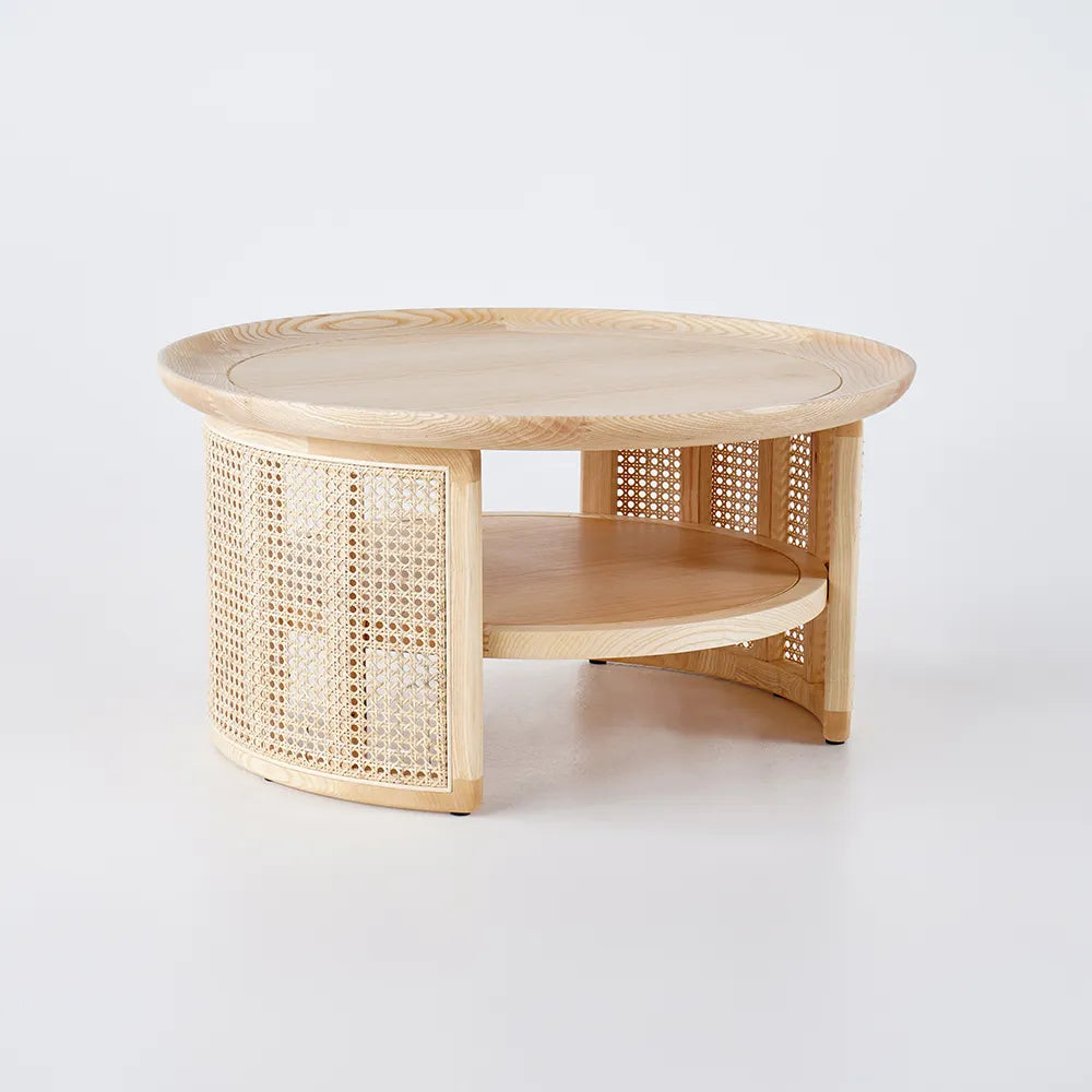 Lime Boho Round Wood Center Table