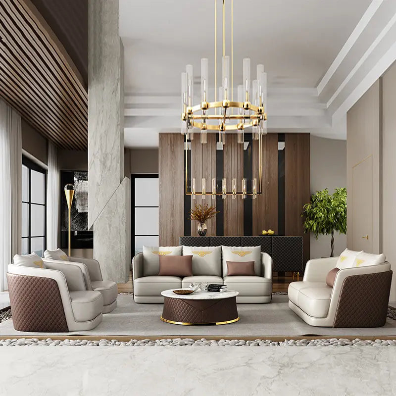 Jace Ultra Modern Luxurious Leather Sofa Set