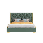 Urbanic Modern Green & Gold Velvet Bed