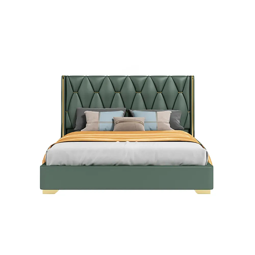 Urbanic Modern Green & Gold Velvet Bed